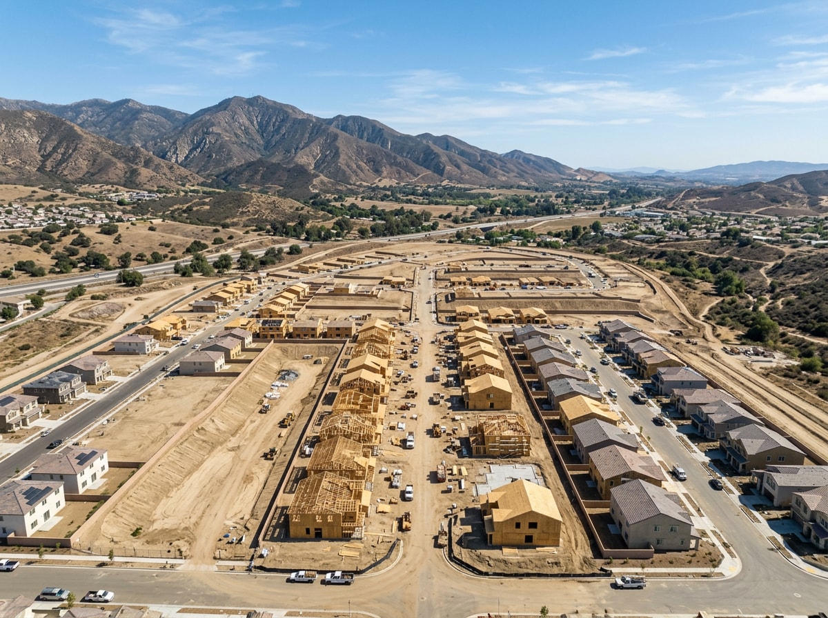 Map graphic highlighting popular sub-areas and cities for new construction across Riverside County