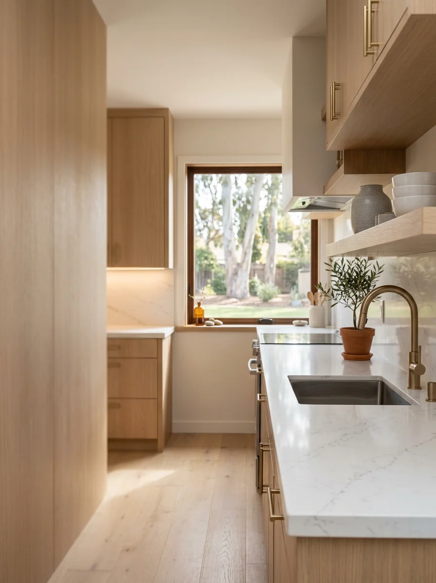 Camarillo kitchen remodel with custom cabinets and quartz countertops in contemporary home
