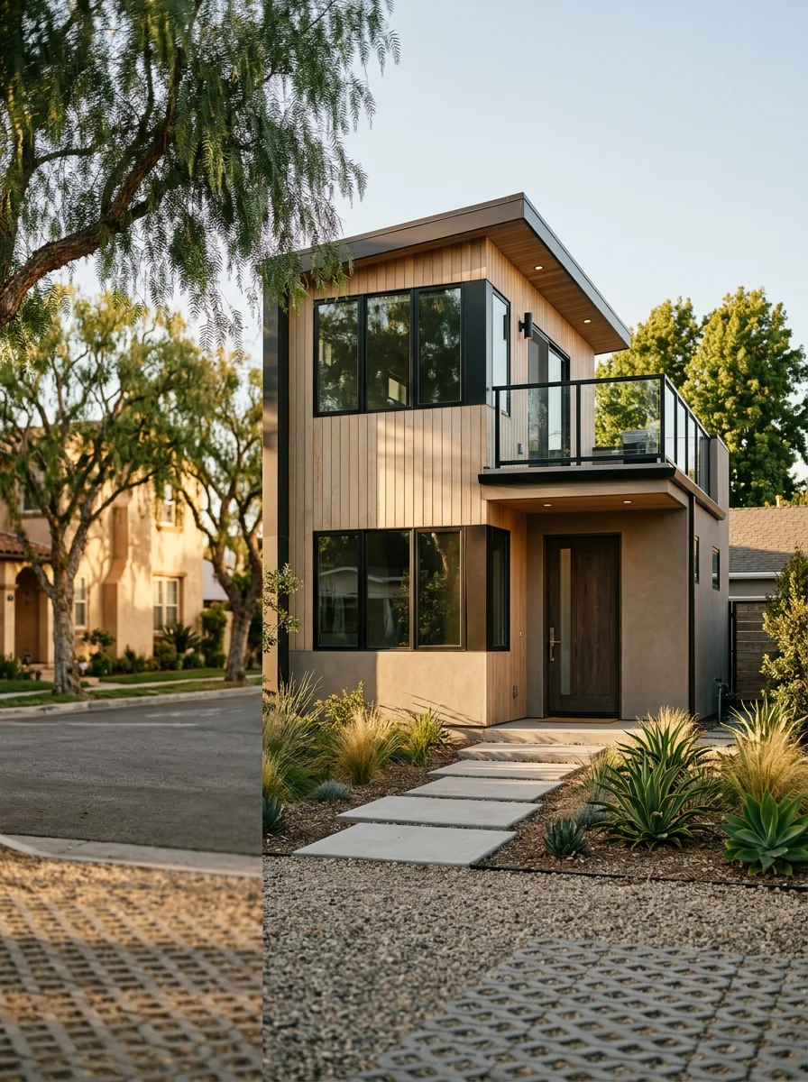 Detached ADU addition on compact Costa Mesa residential lot with modern design