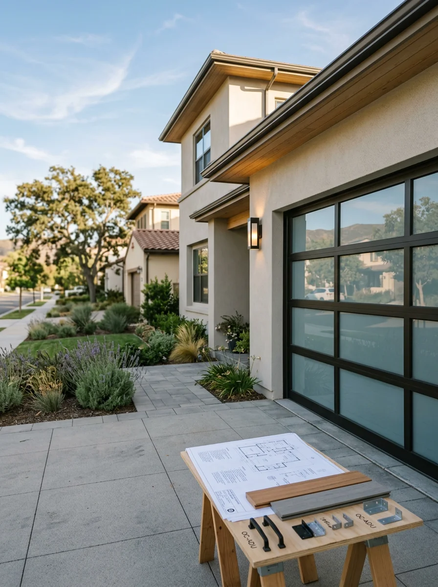 Irvine ADU garage conversion with contemporary design matching HOA architectural standards