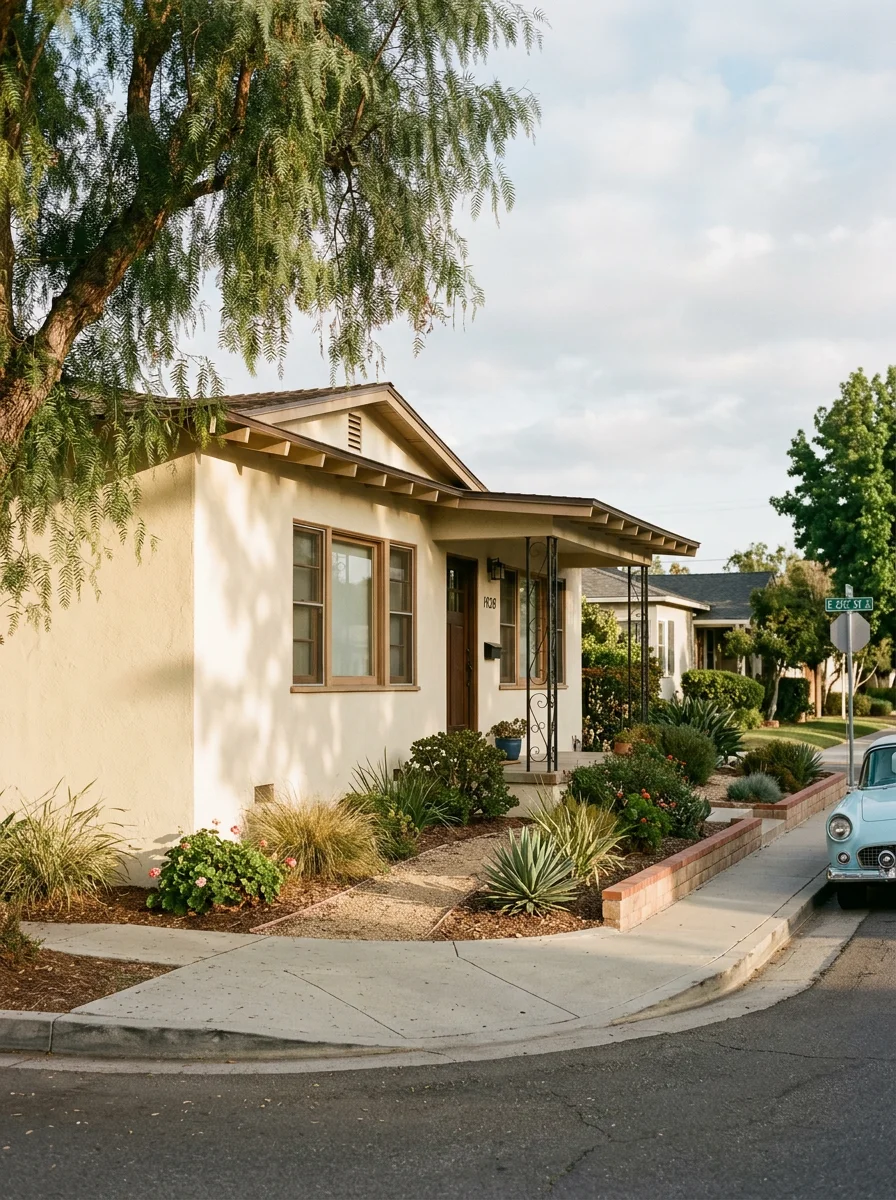 Modern kitchen remodel in a 1950s Santa Ana ranch home with updated cabinetry, countertops, and open layout