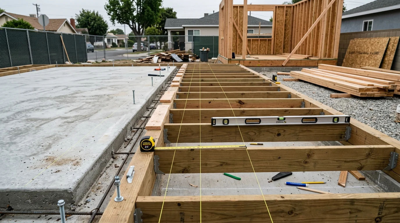 A newly constructed detached ADU with a private entrance and finished exterior, situated in the backyard of a residential property. The standalone structure is separate from the main house, showing a complete build by Dynamic Quality Builders Inc.